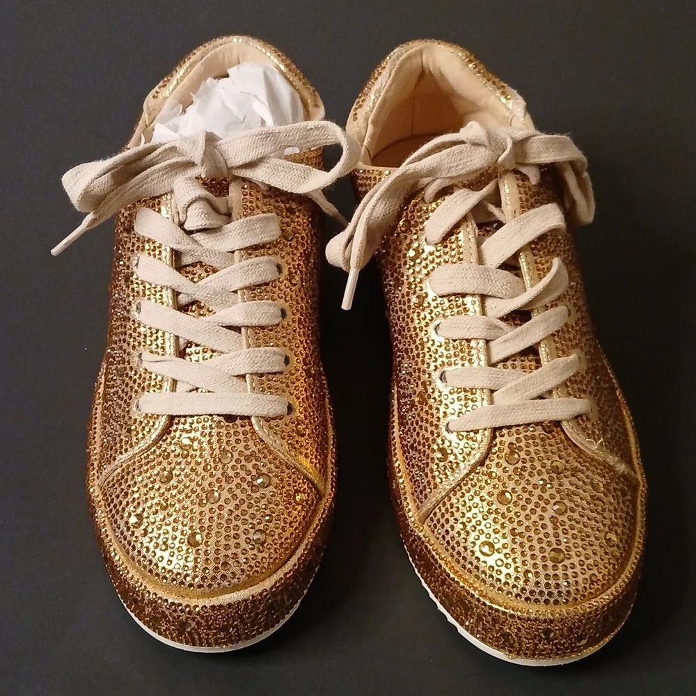 Gold Sequin Women's Sneakers - Picture 3 of 3